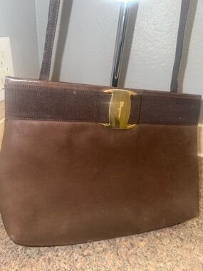 Salvatore Ferragamo vintage Chocolate Brown Suede Crossbody bag EUC